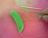 A picture of step 3 of How to de-String Sugar Snap Peas.