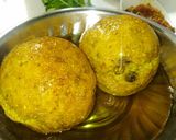 A picture of step 8 of Maize baffle with mix daal.