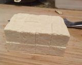 A picture of step 1 of Pan fried tofu 🥡.