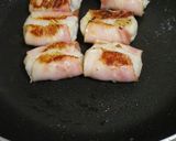 A picture of step 3 of Taro Root Bacon Wraps.