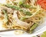 A picture of step 4 of Springtime Pasta with Soy Milk- Miso-Mustard Cream Sauce.