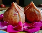 A picture of step 3 of Rose flavoured Modaks.