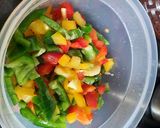 A picture of step 1 of Bell pepper tandoori mayonnise sandwich.