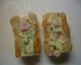 A picture of step 3 of Chikuwa Fries Stuffed with Potato Salad.