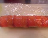 A picture of step 5 of California Rolls.