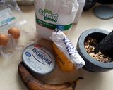 A picture of step 2 of banana crunch pancakes.