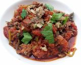 A picture of step 7 of Lamb Kofta Spaghetti.