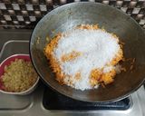 A picture of step 2 of Gajar Halwa.
