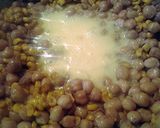 A picture of step 5 of Corn egg parmesaen cheese with chick peas.