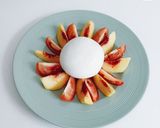 A picture of step 2 of Peach and Tomato Caprese Salad.