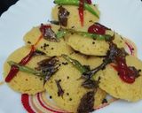 A picture of step 6 of Idli Dhokla.