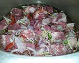 A picture of step 1 of Beef karahi restaurant style.