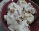A picture of step 1 of Chopped Apple with cashew nuts, Almond nuts and yoghurt.