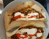 A picture of step 21 of My Large taco wraps chicken, chilli, +Veg.