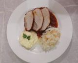 Foto del paso 15 de la receta: Pierna de puerco en achiote acompañado de chucrut y puré de papa