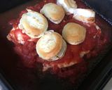 A picture of step 2 of Baked Chicken and Goats Cheese served with whole grain pasta.