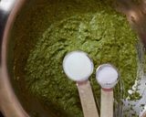 A picture of step 5 of Green Appam with Radish leaves & Green Gram.