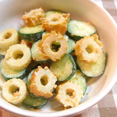 Chikuwa And Cucumber Tossed In Miso And Mayonnaise Recipe By