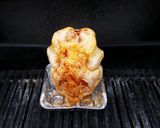A picture of step 4 of Beer can chicken.
