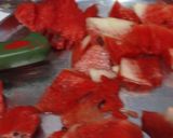 A picture of step 1 of Watermelon,cucumber,anar,flaxseeds,lemon,chat masala,cooler.