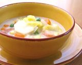 A picture of step 5 of Soy Milk Soup with Taro Root, Corn, and Tons of Veggies.
