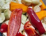 Foto del paso 1 de la receta: Medallones de vegetales rellenos de muzarella 🧀🍆🌶