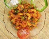 A picture of step 12 of Prawn Potato chilli fry.