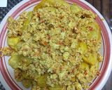 A picture of step 6 of Irish chips with Scrabbled egg.