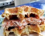 รูปขั้นตอนการทำที่ 5 ของ แซนวิชคีโต (ใช้ Chaffles แทนขนมปัง)