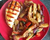 A picture of step 6 of Syn free salt and pepper chips MSG Free.