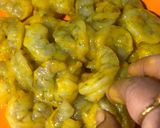 A picture of step 1 of Dal Chingri/Red Lentils with Shrimps.