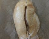 A picture of step 1 of My Chicken breast with Brie and Streaky bacon wrapped around. 😋.