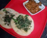 A picture of step 38 of Kulcha and bhuna chicken masala.