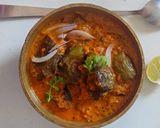 A picture of step 5 of Sarso bata baingan.