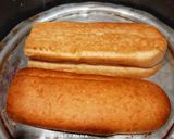A picture of step 2 of Homemade Chicken Salami sandwich in Subway style.