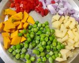 A picture of step 2 of Vegetable Khichdi.