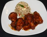 A picture of step 8 of Mongolian chicken wings.