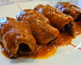 Foto del paso 9 de la receta: Rollitos de ternera y tortilla en salsa de pimientos