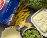 A picture of step 1 of —Alfredo pasta MY WAY— mainly with cottage cheese and broccoli 🥦😊✌🏽.