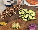 A picture of step 1 of Salmon pasta.