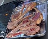 A picture of step 8 of Lamb Cutlets with Corn Puree, Celeriac Fondant, Spinach and Mushroom Sauce.