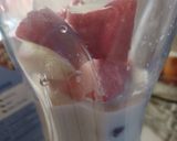 A picture of step 1 of Grape peach watermelon smoothie.