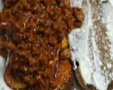 A picture of step 10 of Sloppy Joe and Potatoes on Pumpernickel.