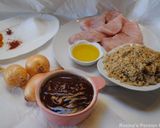 A picture of step 17 of Khoresht-e Fesenjan ( Pomegranate stew with chicken and walnut.