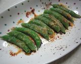 A picture of step 8 of Easy Sugar Snap Peas Baked in the Toaster Oven.