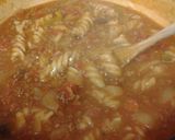 A picture of step 5 of Moes beef, mushroom and Tomato Pasta Twirls Stew.