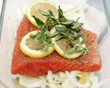 A picture of step 1 of Salmon with Minted Creamy Cucumbers and Fresh Pita.