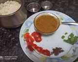 A picture of step 1 of Sambar and Rice.
