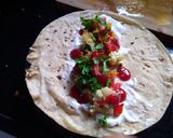 A picture of step 3 of Veggie wrap.