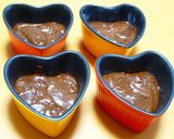 A picture of step 4 of Steamed Molten Chocolate Cake for Valentine's Day.